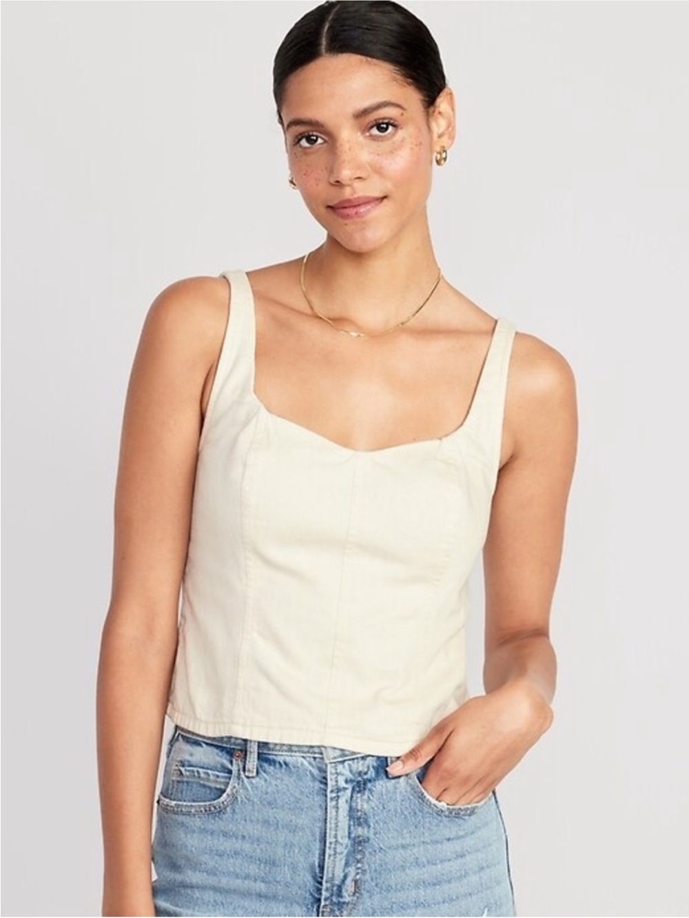 Old Navy 100% Cotton Fitted Cropped Corset Cami Top